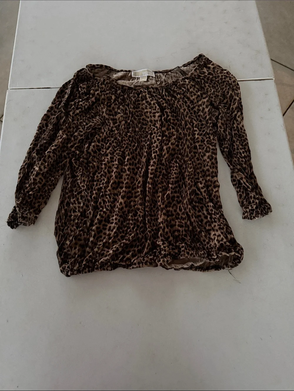 Michael Kors Brown Leopard-Print Off-Shoulder Tunic